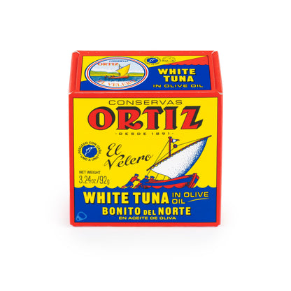 Ortiz White Tuna in Olive Oil, Fresh Tender Slices, Spanish Wild Caught Tuna, High in Protein and Omega 3 Fats, Excellent in Salad, Pasta or Sandwiches - No Need to Add Mayo, 3.24oz Can (Pack of 10)