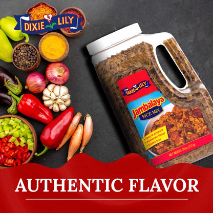 Dixie Lily Jambalaya Rice Mix - Long Grain Parboiled Rice with Bell Peppers, Onion & Spices, Enriched with Vitamins, Easy-to-Prepare - 26oz, 1 Pack