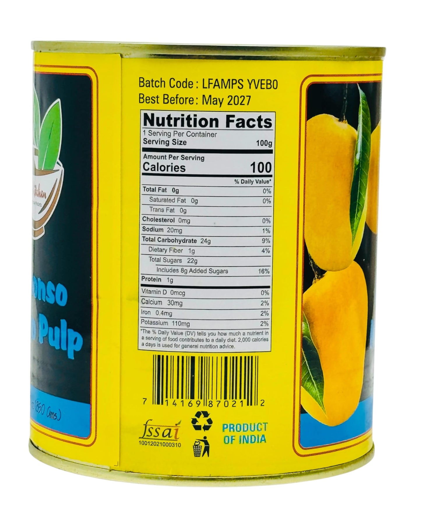 Desi Kitchen Alphonso Mango Pulps 850g(30oz) Delicious flavor By Rani Foods Inc