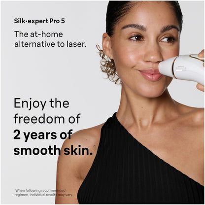 Braun IPL, Silk·Expert Pro 5, IPL Hair Removal for Women and Men, Permanent Laser Hair Reduction At-Home, 2 Heads, Pouch, Venus Razor, IPL5157
