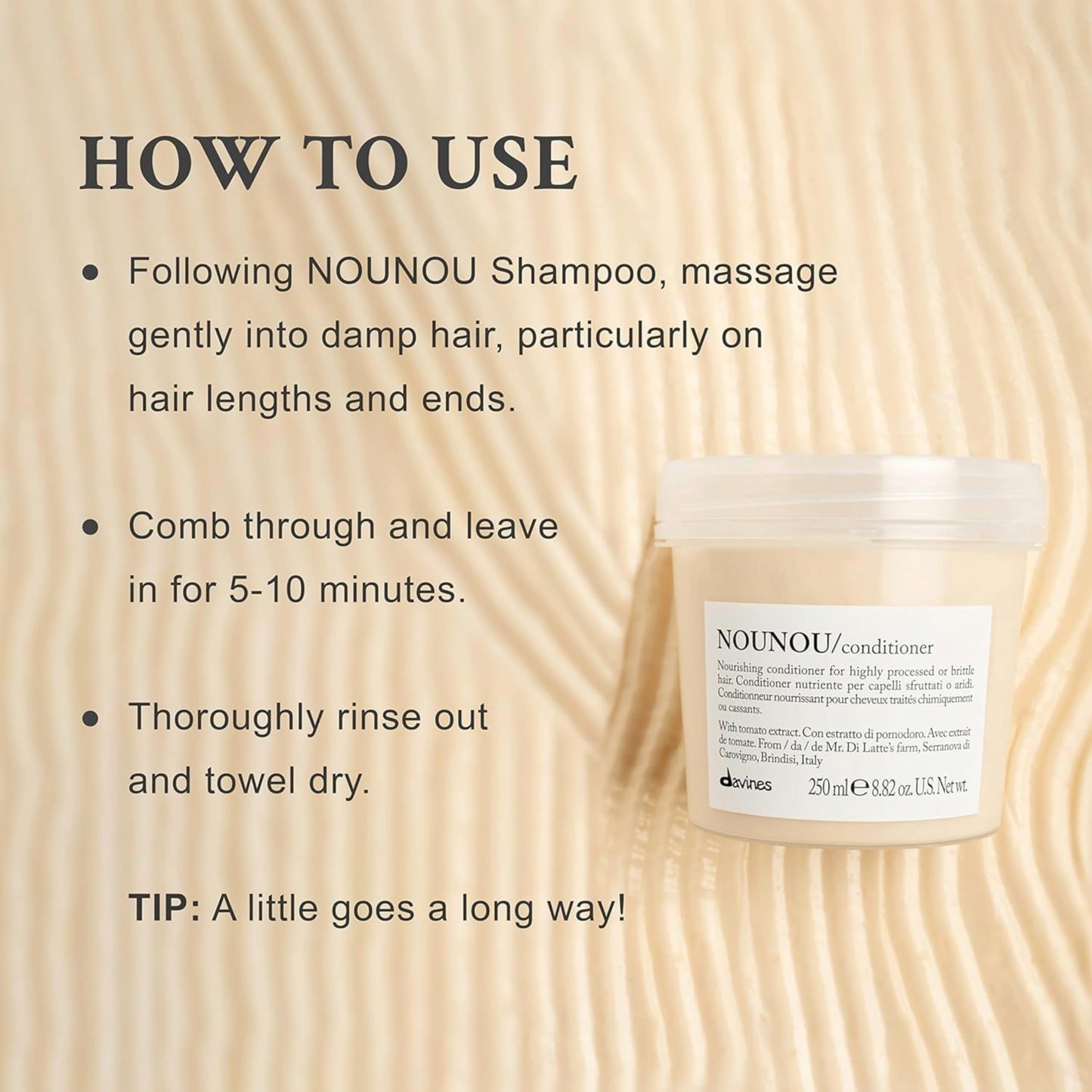 Davines NOUNOU Conditioner, Hydrating Deep Conditioner for Bleached, Permed, Relaxed, Damaged Or Very Dry Hair, Replenishes Chemically Processed Hair
