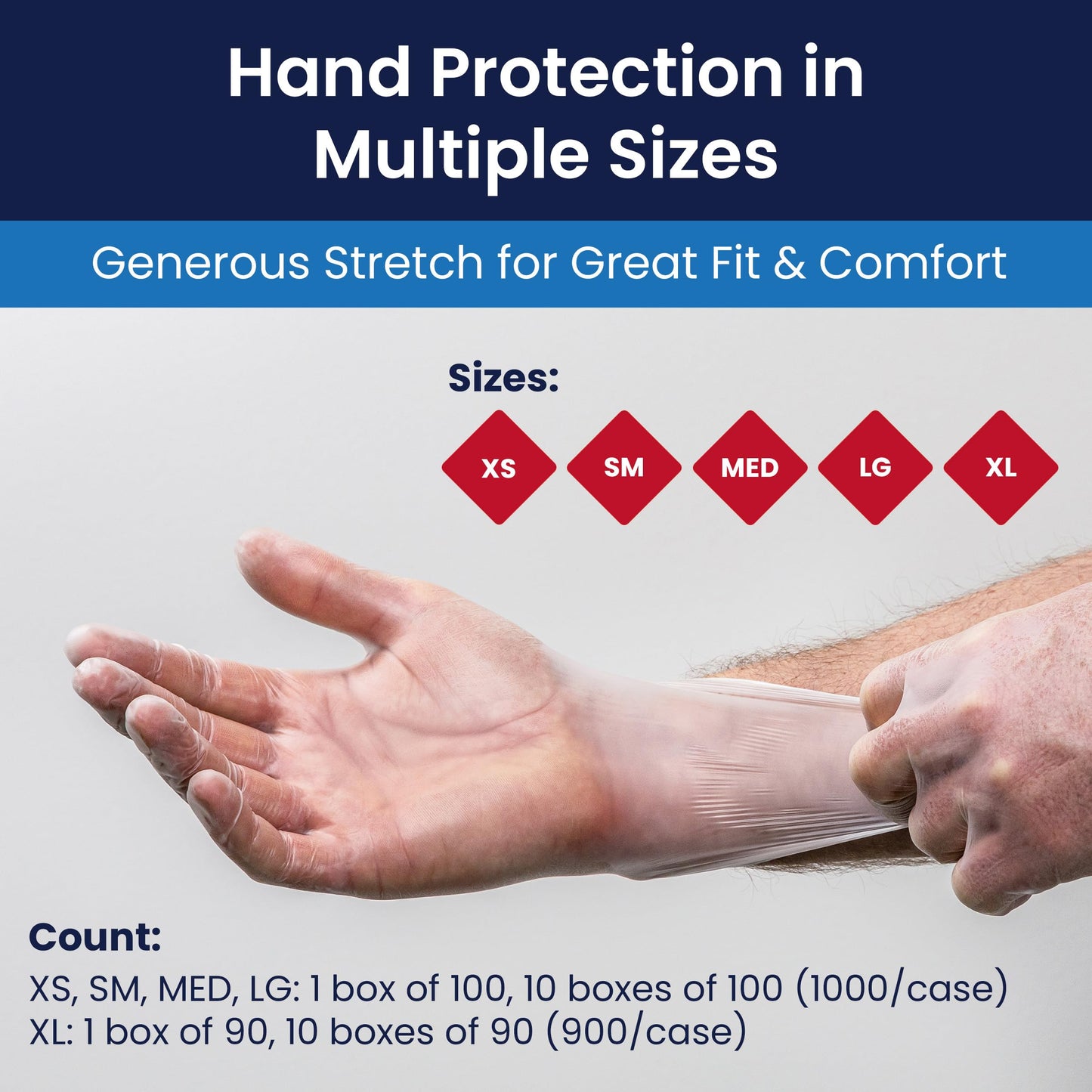 Adenna VPF 4-mil Vinyl Powder Free Exam Gloves, Clear, Small, Box of 100
