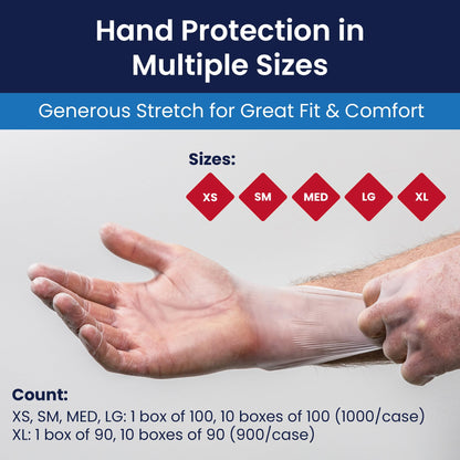 Adenna VPF 4-mil Vinyl Powder Free Exam Gloves, Clear, Small, Box of 100
