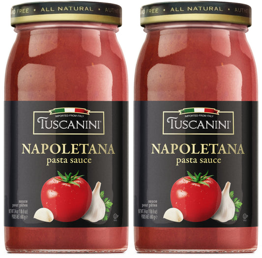 Tuscanini Napoletana Pasta Sauce 24.3oz (2 Pack) | Imported from Italy for that Authentic Italian Dinner Taste