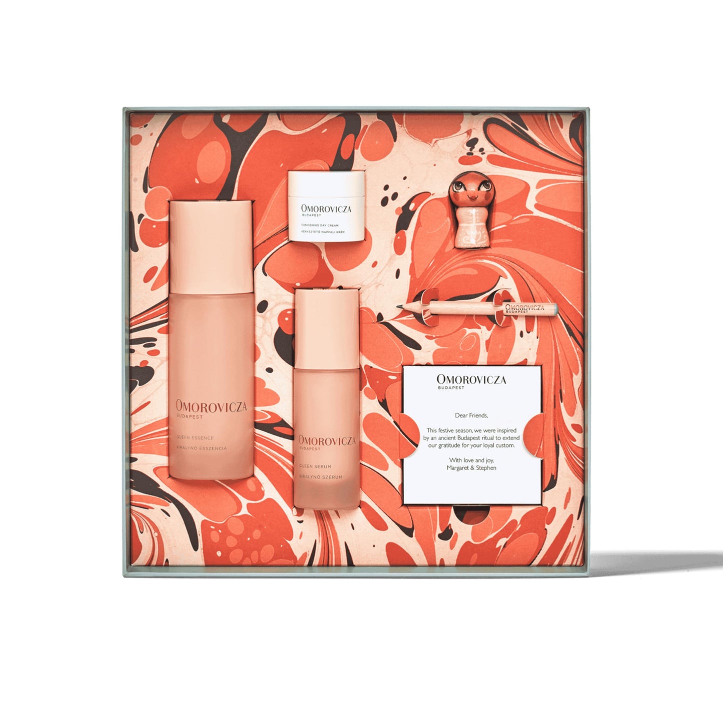 Omorovicza Daily Queen Trio, 3-Step Anti-Aging Skincare Set with Queen Essence, Queen Serum & Cushioning Day Cream to Hydrate, Firm & Visibly Reduce Wrinkles, Christmas Gifts & Stocking Stuffers