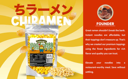 CHIRAMEN Freeze Dried Corn Ramen Toppings – Sweet Corn Kernels for Ramen, Cup Noodles, Soups, Fried Rice & Instant Noodle Bowls – Convenient Dried Corn Garnish