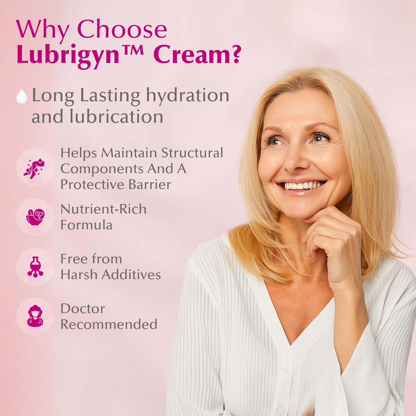 Lubrigyn - Cream for Feminine Care, Fusion of Natural Oil-Based Moisturizing Intimate Lubricant with Hyaluronic Acid and Fitoextract Bioactive for Easing Dryness and Enhancing Comfort, 1.7 fl oz