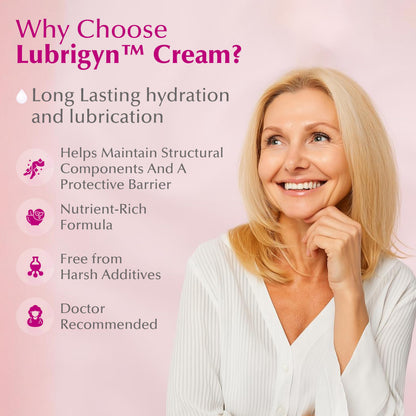 Lubrigyn - Cream for Feminine Care, Fusion of Natural Oil-Based Moisturizing Intimate Lubricant with Hyaluronic Acid and Fitoextract Bioactive for Easing Dryness and Enhancing Comfort, 1.7 fl oz