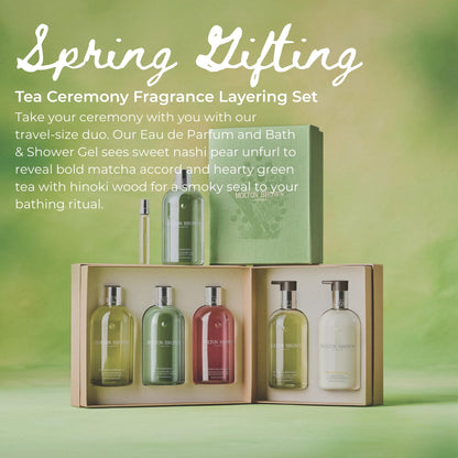 Molton Brown Tea Ceremony Gift Set - Eau de Parfum 0.25 fl. oz. Body Wash 10 fl. oz. Luxury Scented Bath & Shower Gel Fragrence Gift Set for Women, Mothers Day