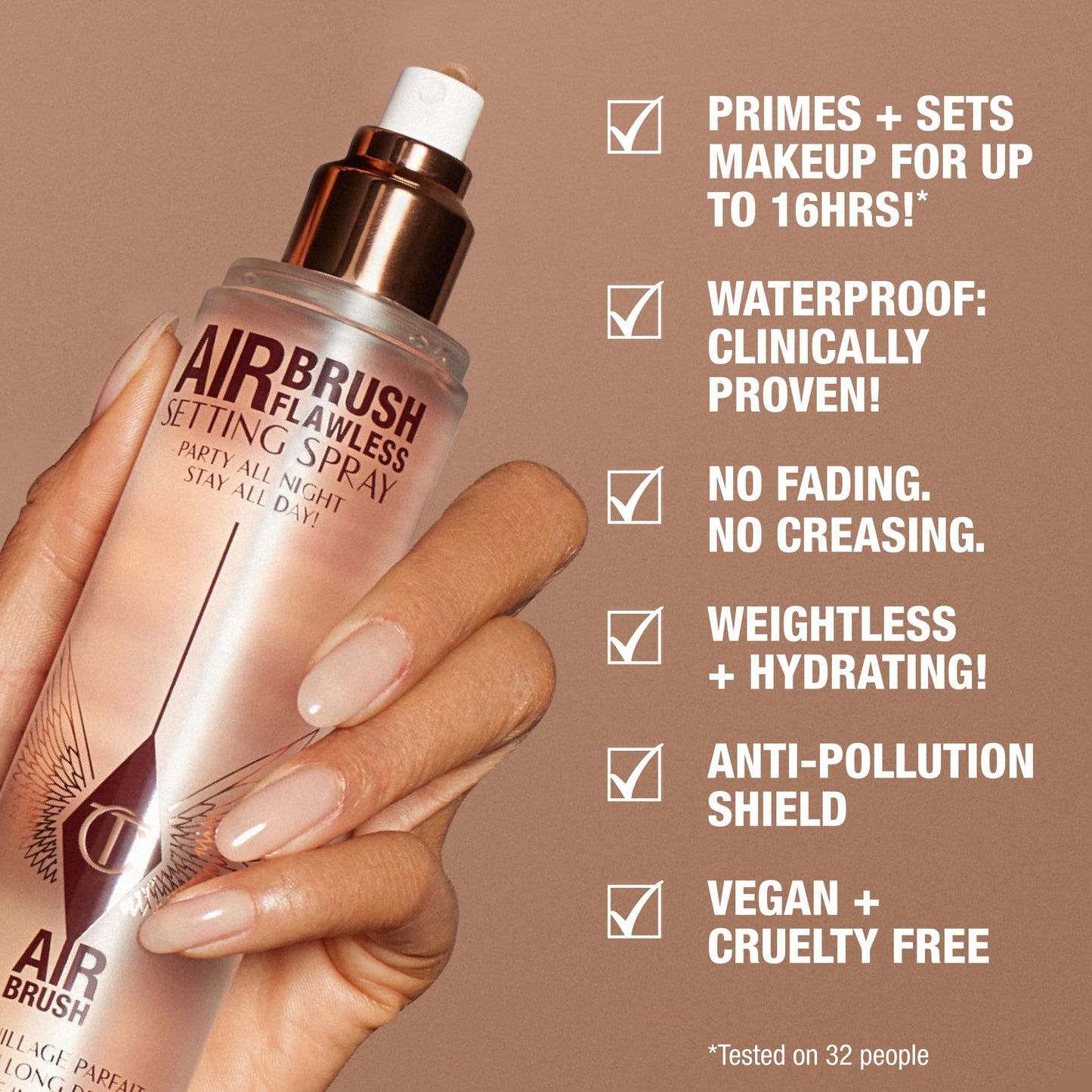 Charlotte Tilbury Airbrush Flawless Setting Spray - Ultra-Fine Hydrating Mist to Prime & Set Face Makeup For Up to 16Hr - Soothes, Blurs Pores & Calms Skin