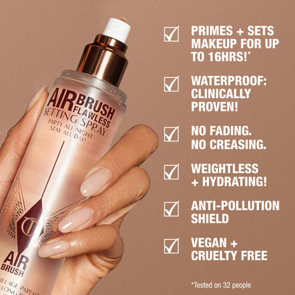 Charlotte Tilbury Airbrush Flawless Setting Spray - Ultra-Fine Hydrating Mist to Prime & Set Face Makeup For Up to 16Hr - Soothes, Blurs Pores & Calms Skin