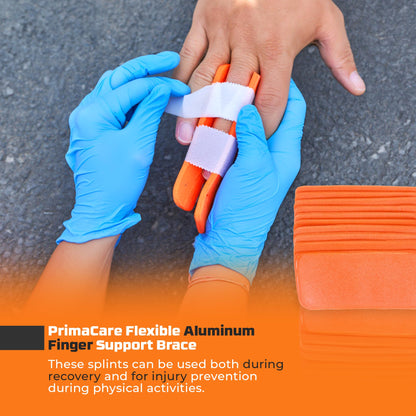 Primacare IS-5202 (Pack of 10) Padded Aluminum Finger Splints, Finger Brace for Pain Relief Sport Injuries, Basketball, Finger Buddy Wraps for Broken, Swollen Fingers or Dislocated Joint, 2", Orange