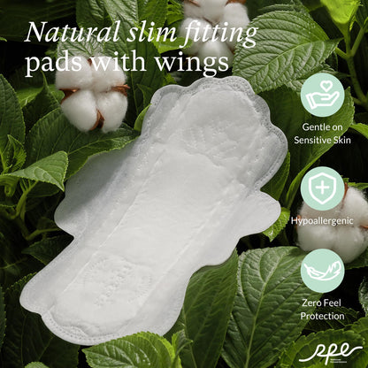 Organic Feminine Care Set: Ultra-Thin Period Pads with Wings & pH Balanced Flushable Wipes, Unscented, Regular Absorbency, Travel-Friendly, 54 Pads + 40 Wipes (10ct x 4)