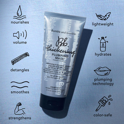 Bumble and bumble. Thickening Plumping Hair Mask | Color Safe | Hydrating, Volumizing, Smoothing + Strengthening | Curly, Wavy, Straight
