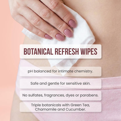 PORE & ROOT Feminine Wipes – Pocket Wipes for Sensitive Skin, Fragrance & Alcohol-Free, Travel-Friendly, Individually Wrapped, with Aloe & Lactic Acid, Gentle Daily Refresh– (08 Pack)