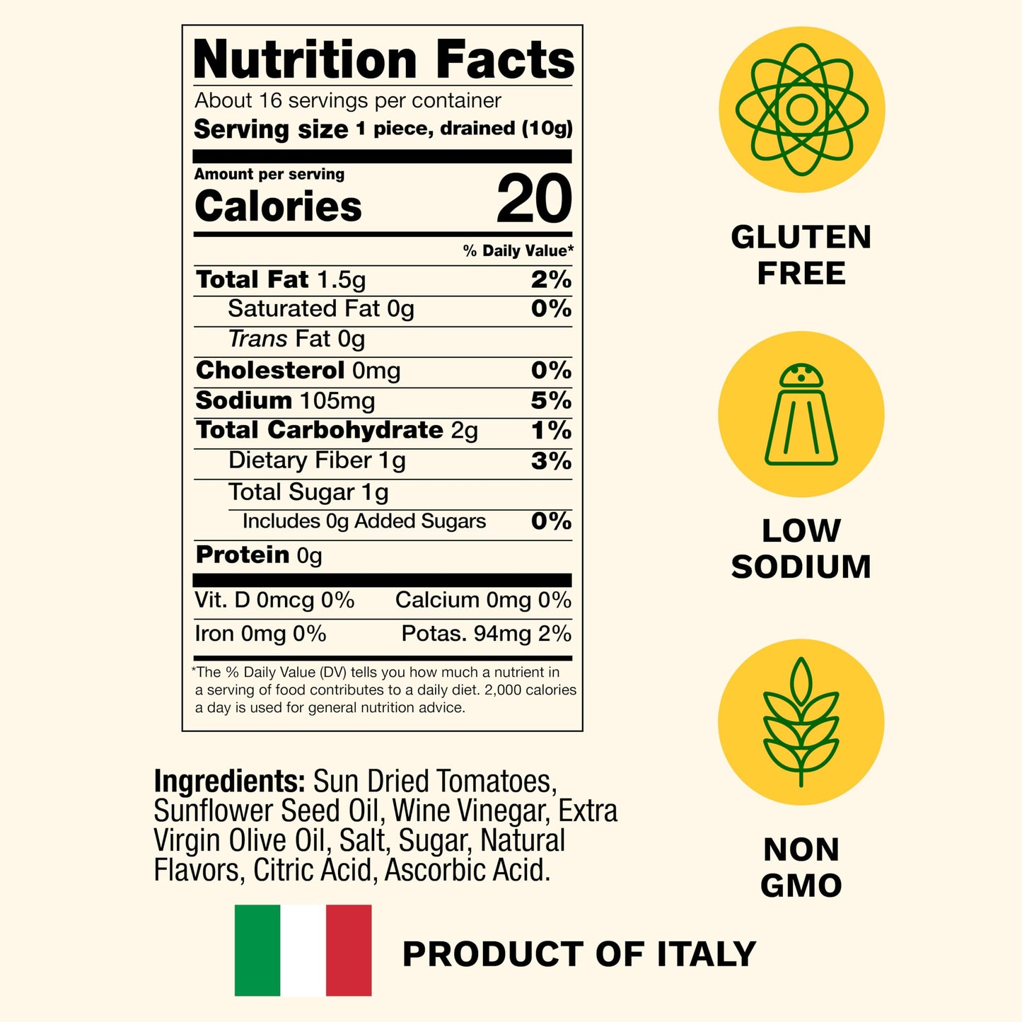 Cento Chefs Sun Dried Tomatoes in Oil & Spices for Pasta, Salad & Antipasto - Grown and Processed in Italy - Gluten-Free, Non-GMO, Low Sodium Italian Tomatoes - 10 Ounce Jar