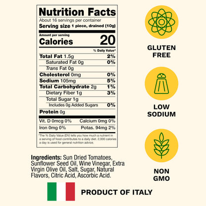 Cento Chefs Sun Dried Tomatoes in Oil & Spices for Pasta, Salad & Antipasto - Grown and Processed in Italy - Gluten-Free, Non-GMO, Low Sodium Italian Tomatoes - 10 Ounce Jar
