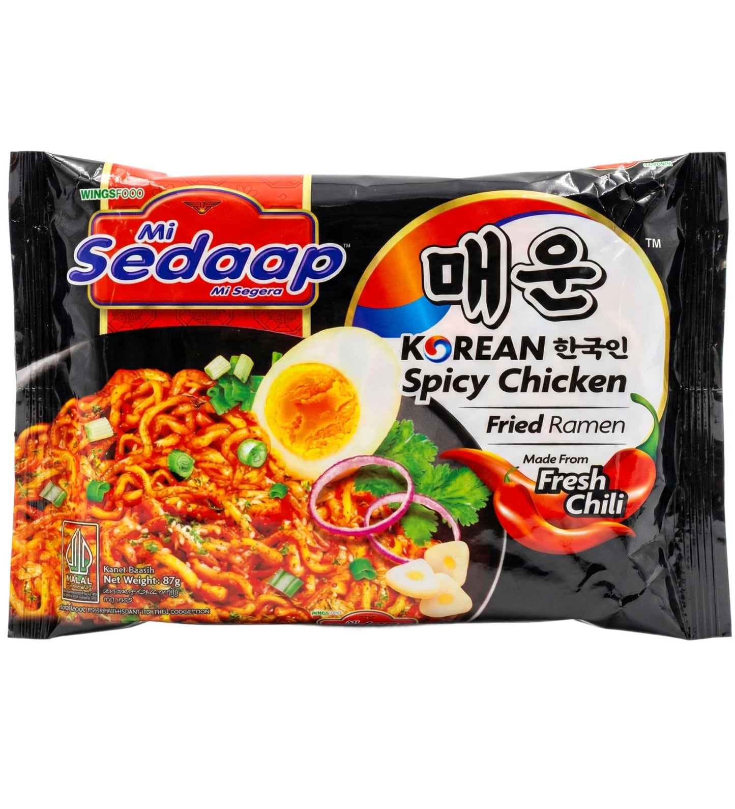 Mi Sedaap Korean Spicy Chicken Instant Fried Ramen Noodles (Pack of 40) – Made with Fresh Chili