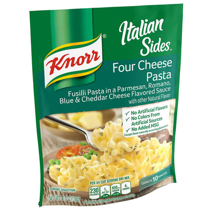 Knorr Pasta Sides For Delicious Quick Pasta Side Dishes Four Cheese Pasta No Artificial Flavors, No Preservatives, No Added Msg 4.1 oz, Pack of 8