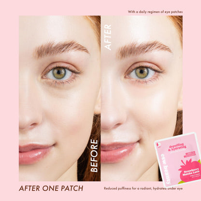 ESW Beauty Strawberry Matcha Latte Under Eye Patches – Depuffing & Hydrating – Vegan Hydrogel with Green Tea for Refreshing, Nourished Under Eyes