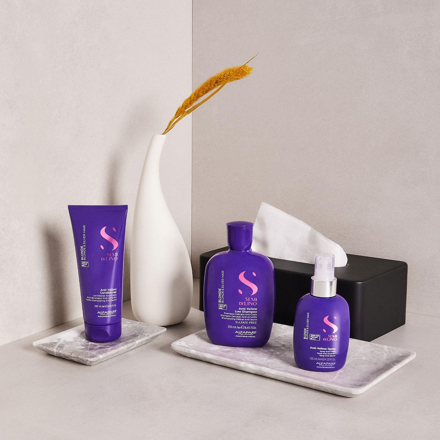 ALFAPARF MILANO Semi di Lino Purple Shampoo for Blonde, Highlighted, Platinum & Silver Hair - Neutralizes Brassy Tones - Hydrates & Strengthens - Sulfate Free