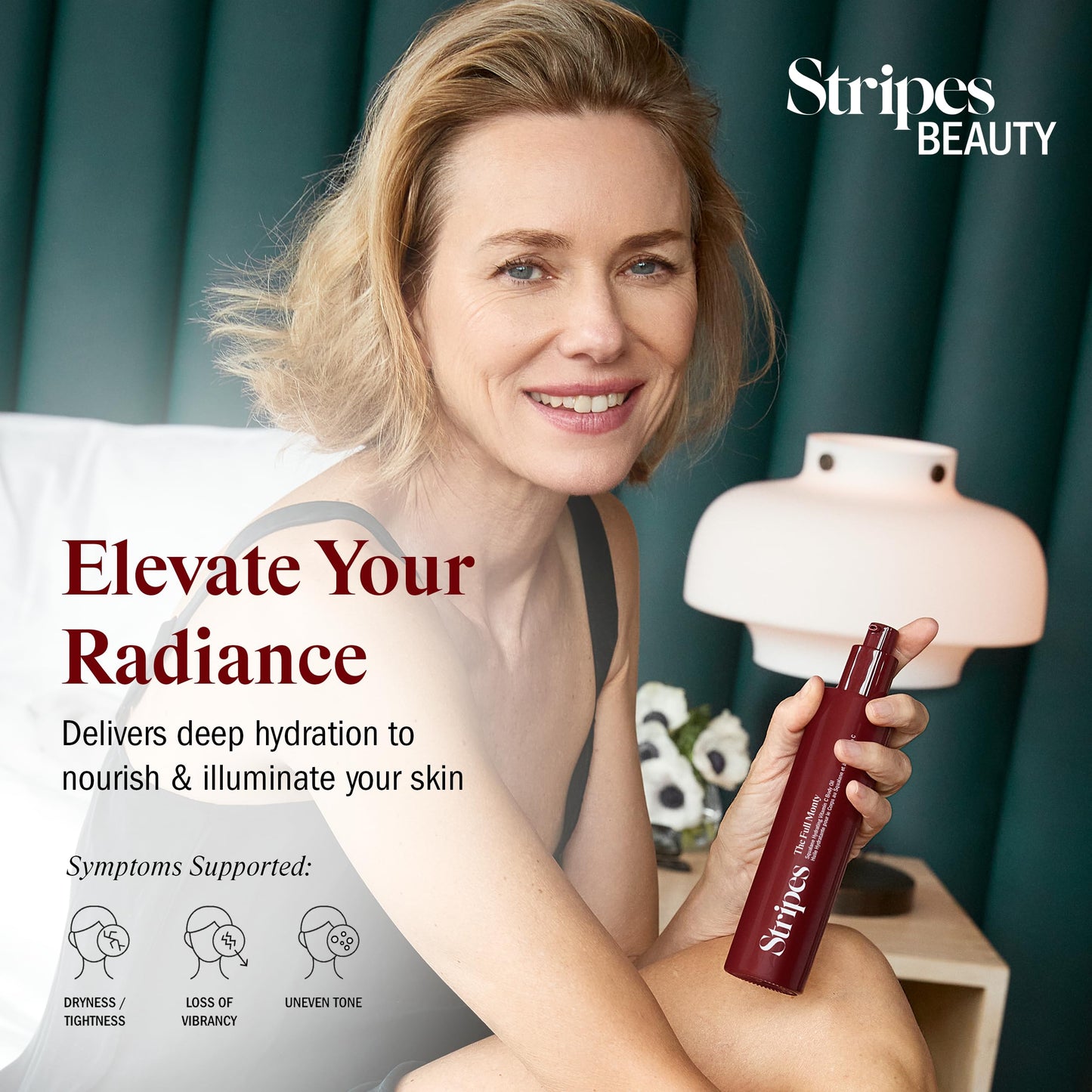Stripes Naomi Watts The Full Monty Post Shower Body Oil To Brighten Hydrate With Squalane Vitamin C Improve Skin Softness Elasticity Moisture Balance