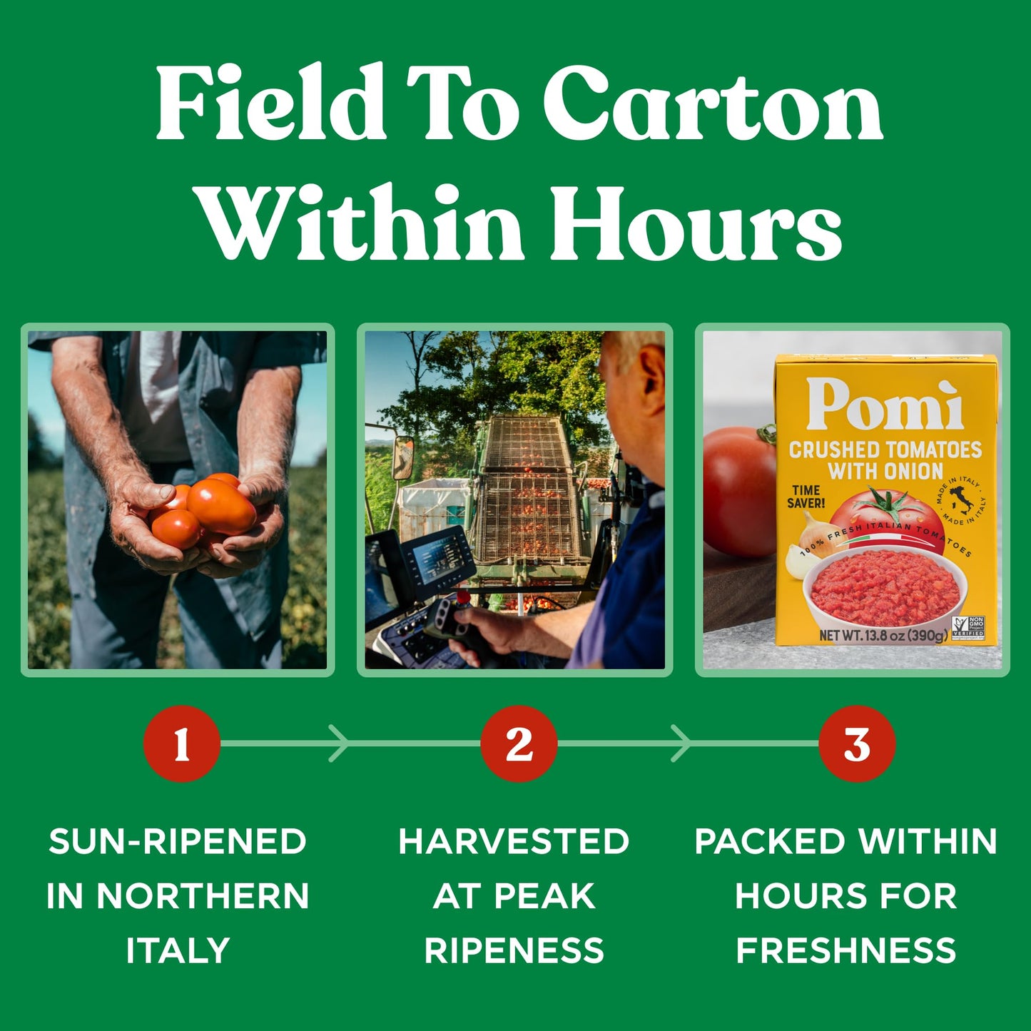 Pomì Crushed Tomatoes with Onion 13.8oz (Pack of 12) - Creamy, Velvety Italian Tomato Sauce No Salt Added, No Additives or Preservatives - BPA free Tomato Crushed - Made from 100% Fresh Italian Tomatoes