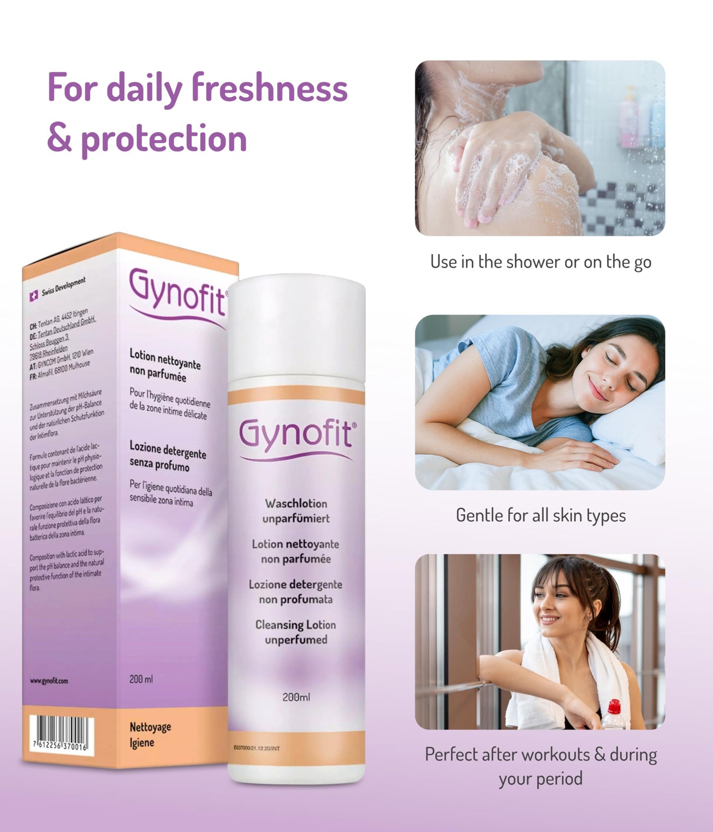 Gynofit Vaginal Health Bundle – pH-Balancing Cleansing Lotion (Unperfumed) & Lactic Acid Vaginal Gel (6 Count) – Daily Intimate Wash + Targeted Vaginal Moisturizer – Gynecologist Recommended