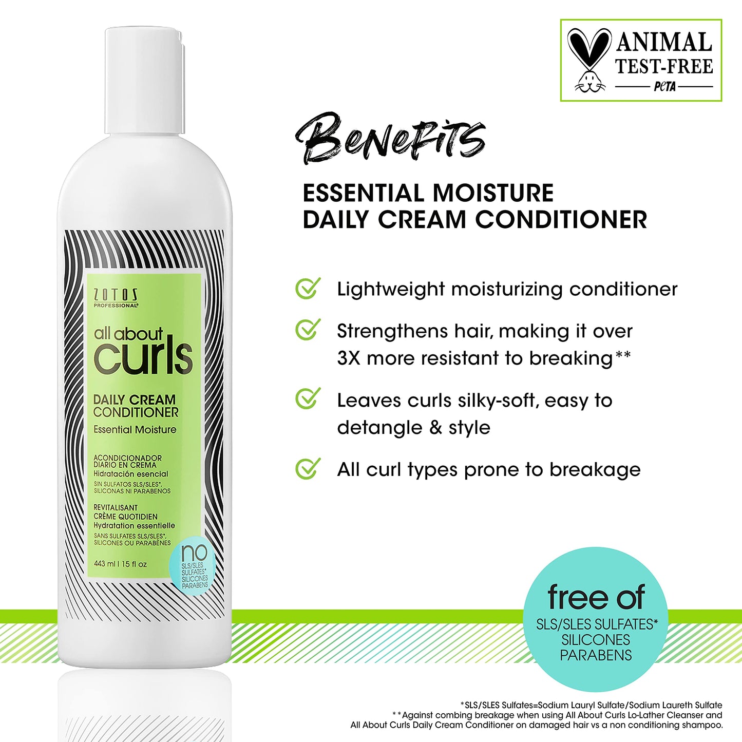 ALL ABOUT CURLS Daily Cream Conditioner | For Curly Hair | Essential Moisture | Strengthens & Softens | 3X Resistance to Breaking | Cruelty Free | Sulfate & Paraben Free