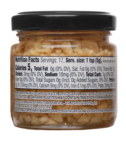 Mantova Chopped Garlic in Oil, 3 oz (85g),- Pack of 3, Product of Italy – Ready to Use Minced Garlic for Cooking, Pasta, Sauces & Marinades – Glass Jar, All-Natural, Non-GMO, Gluten-Free, Cholesterol-Free, Vegan-Friendly