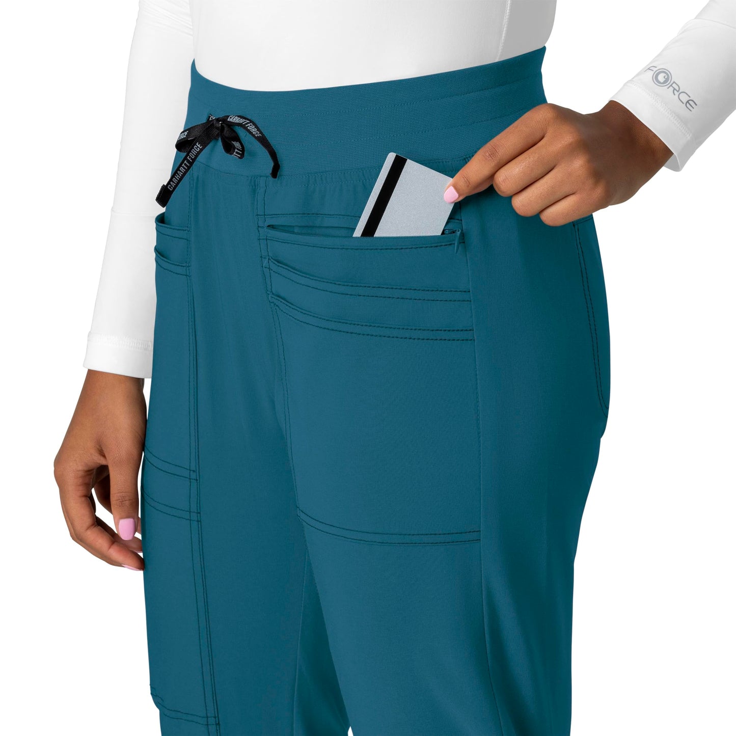 Carhartt Cross-Flex Scrubs for Women, Slim Leg Scrub Pant - Caribbean Blue, XS Petite