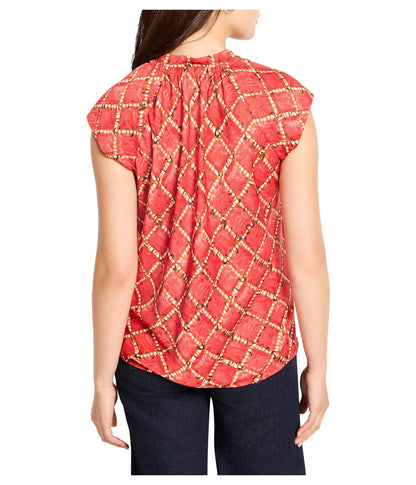 NIC+Zoe Women's Squiggle Check Cap Sleeve Top