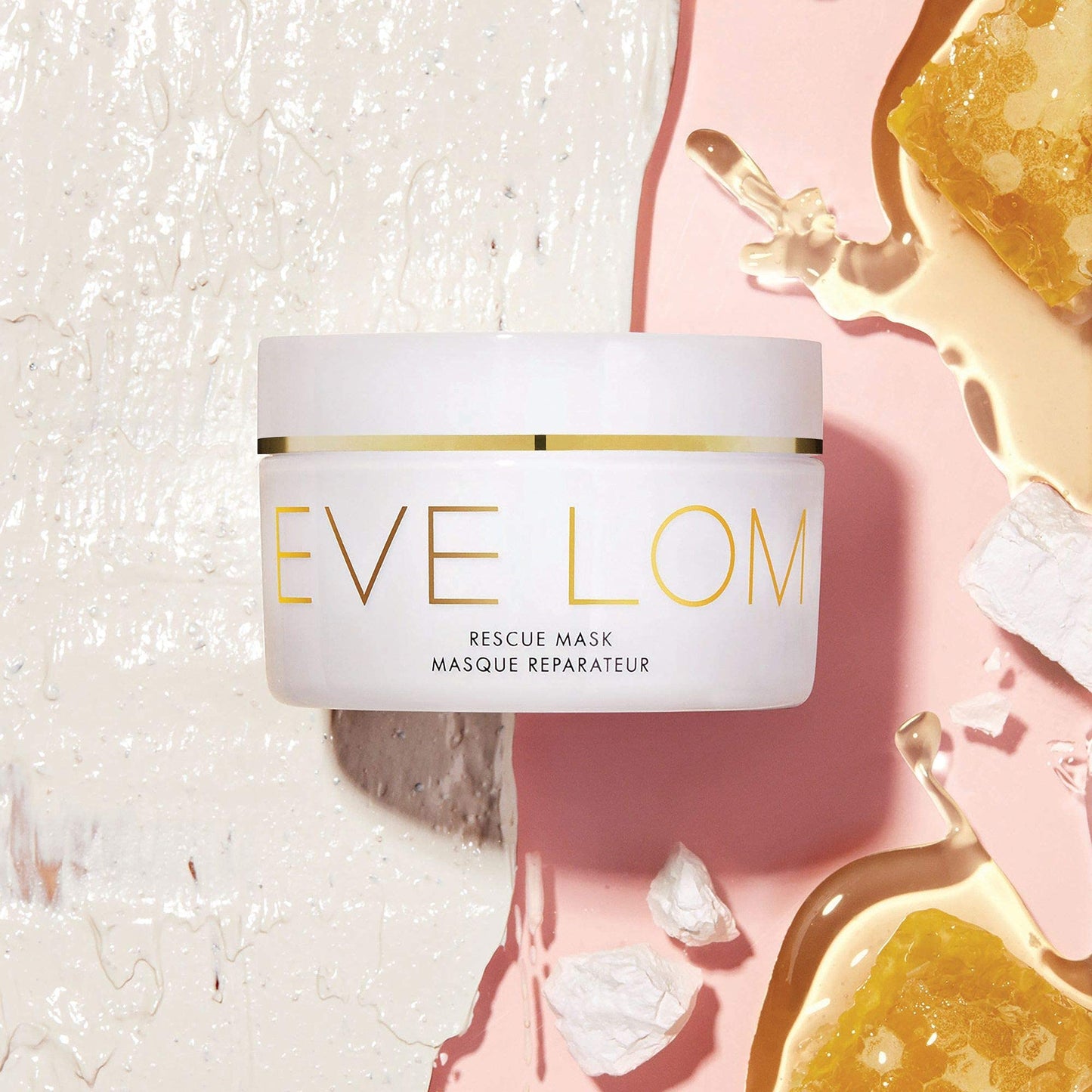 EVE LOM Rescue Mask | Facial mask that purifies and hydrates at the same time. Honey-infused Kaolin Clay conditions skin while ground almonds gently exfoliate when dried mask is buffed off to reveal a brighter complexion. Hydrates up to 72 hours.