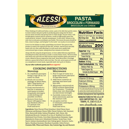 Alessi 4 Minute Pasta, One Dish Quick Meals, Stovetop or Microwave, Dinner or Side Ready in Minutes (Broccolini & Cheese, 6.35 Ounce (Pack of 6))