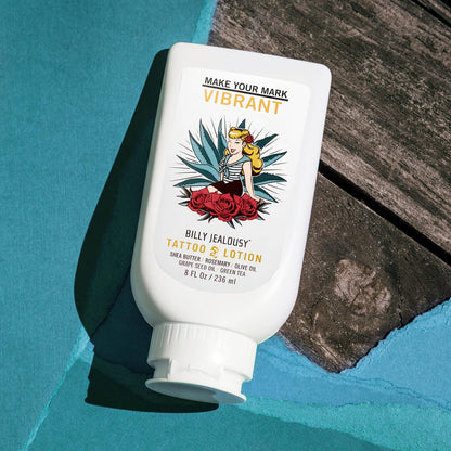 Billy Jealousy Tattoo Lotion for All Skin Types Formulated with Shea Butter, Essential Oils & Green Tea Leaf Extract, Tattoo Aftercare that Nourishes, Brightens & Soothes