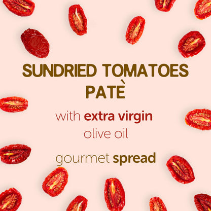 Gusta Sun-Dried Tomato Pate - Made in Italy Dip or Spread - Paste of Sundried Tomatoes in Jar with Extra Virgin Olive Oil - Non-GMO, All Natural - Perfect for Tomato Pesto - 6.35oz Glass Jar