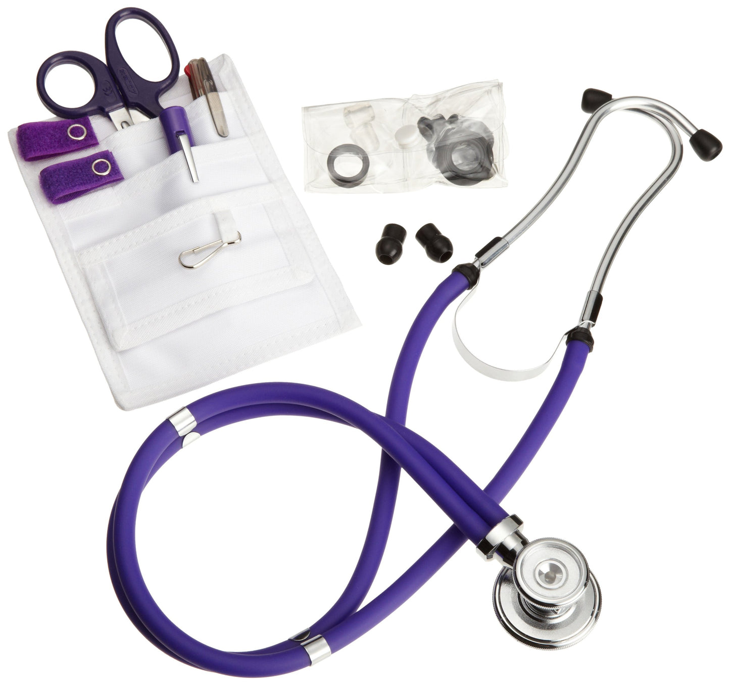 ADC Nurse Combo Plus, Pocket Pal/Sprague Stethoscope Kit, Includes Pocket Pal III Nurse Medical Accessory Kit with MiniMedicut Shears, 3-Color Pen, Adlite Plus Penlight,Purple