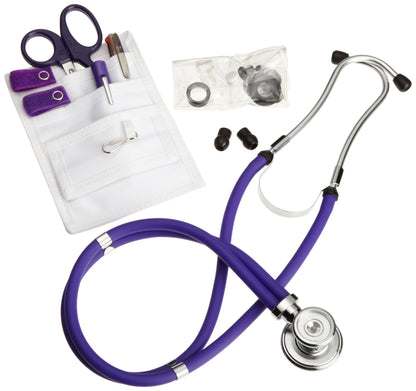 ADC Nurse Combo Plus, Pocket Pal/Sprague Stethoscope Kit, Includes Pocket Pal III Nurse Medical Accessory Kit with MiniMedicut Shears, 3-Color Pen, Adlite Plus Penlight,Purple