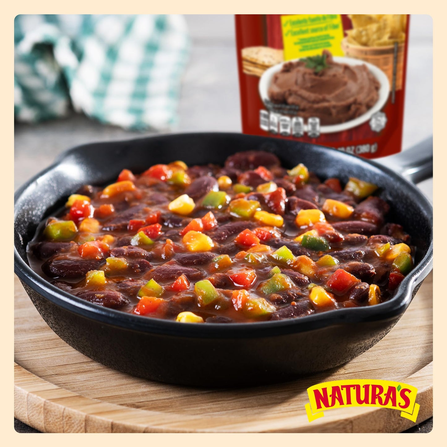 NATURA'S Refried Red Beans, Ready-to-Eat Vegetarian Refried Beans, Frijoles Rojos 26.45 oz Pouch (Pack of 12)