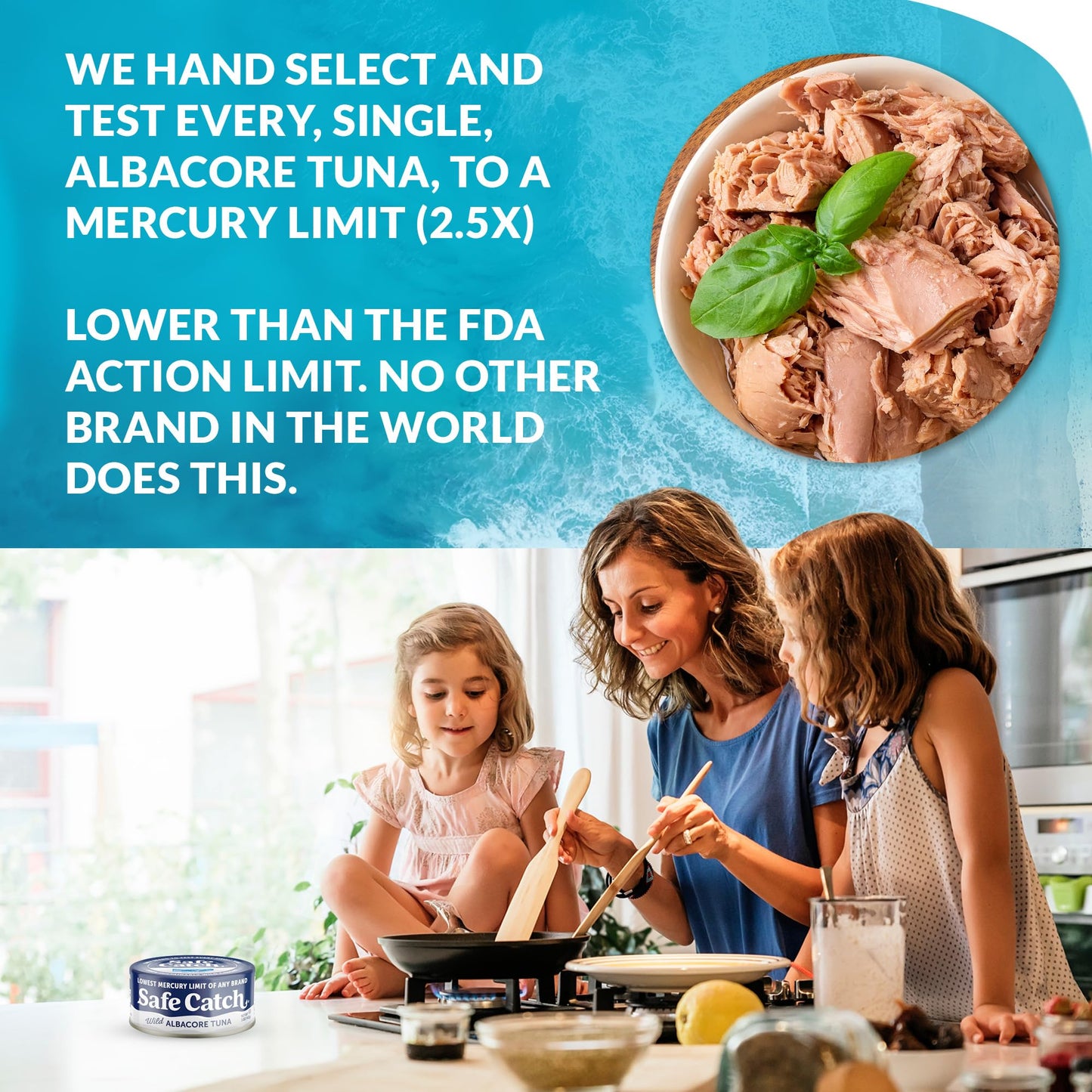 Safe Catch Wild Albacore Tuna Canned Low Mercury Can Tuna Fish Steak Gluten-Free Keto Food Non-GMO Kosher Paleo-Friendly High Protein Every Can Of Tuna Is Tested No Water Oil Tuna, Pack of 6 5oz