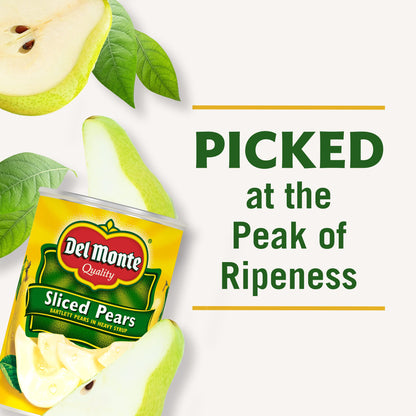 DEL MONTE Sliced Bartlett Pears in Heavy Syrup, Canned Fruit, 12 Pack, 15.25 oz Can
