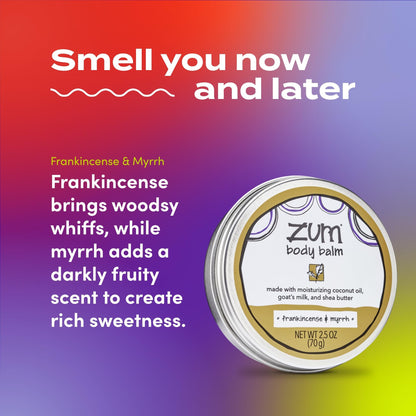 Zum Indigo Wild Body Balm - Body Moisturizer for Women & Men - Includes Goat's Milk, Shea Butter & More - Natural Skin Moisturizer - Frankincense & Myrrh - 2.5 oz