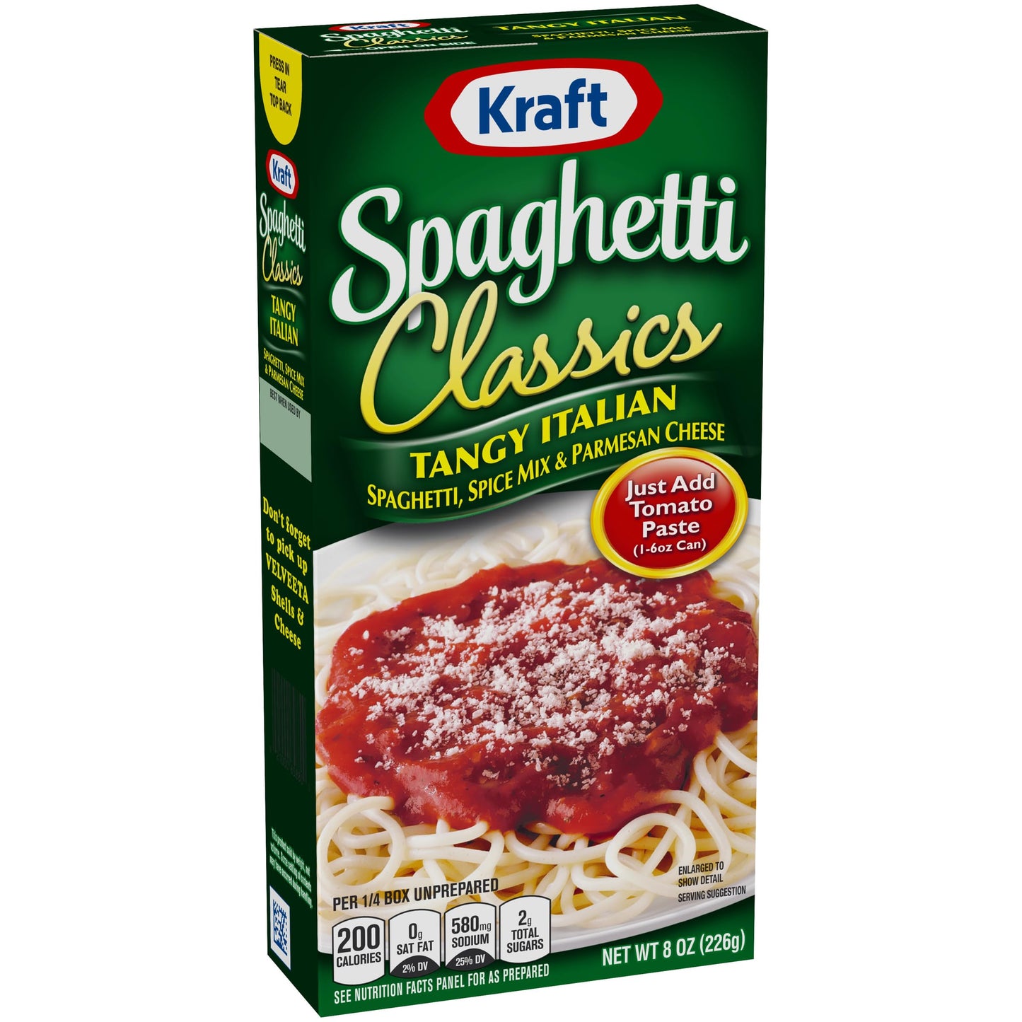 Kraft Spaghetti Classics Tangy Italian Spaghetti, Spices, & Parmesan Cheese Meal Mix, 8 oz Box