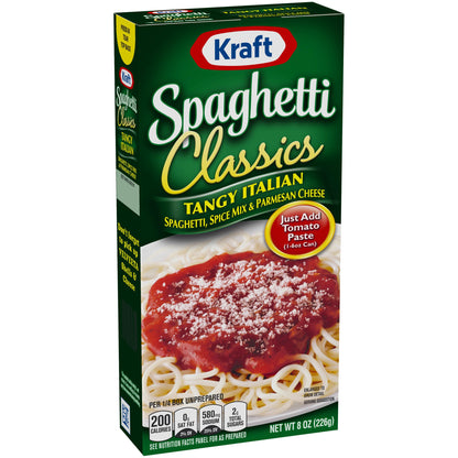 Kraft Spaghetti Classics Tangy Italian Spaghetti, Spices, & Parmesan Cheese Meal Mix, 8 oz Box