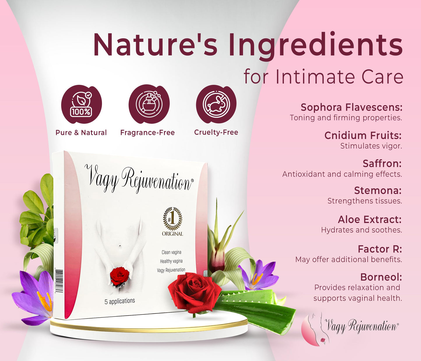 Vagy Rejuvenation Herbal Gels - Application Vaginal Treatment - Natural Moisturizer for Dryness Treatment - Helps Vaginal pH Balance - Botanical Gel for Menopausal Women (5 Apl)