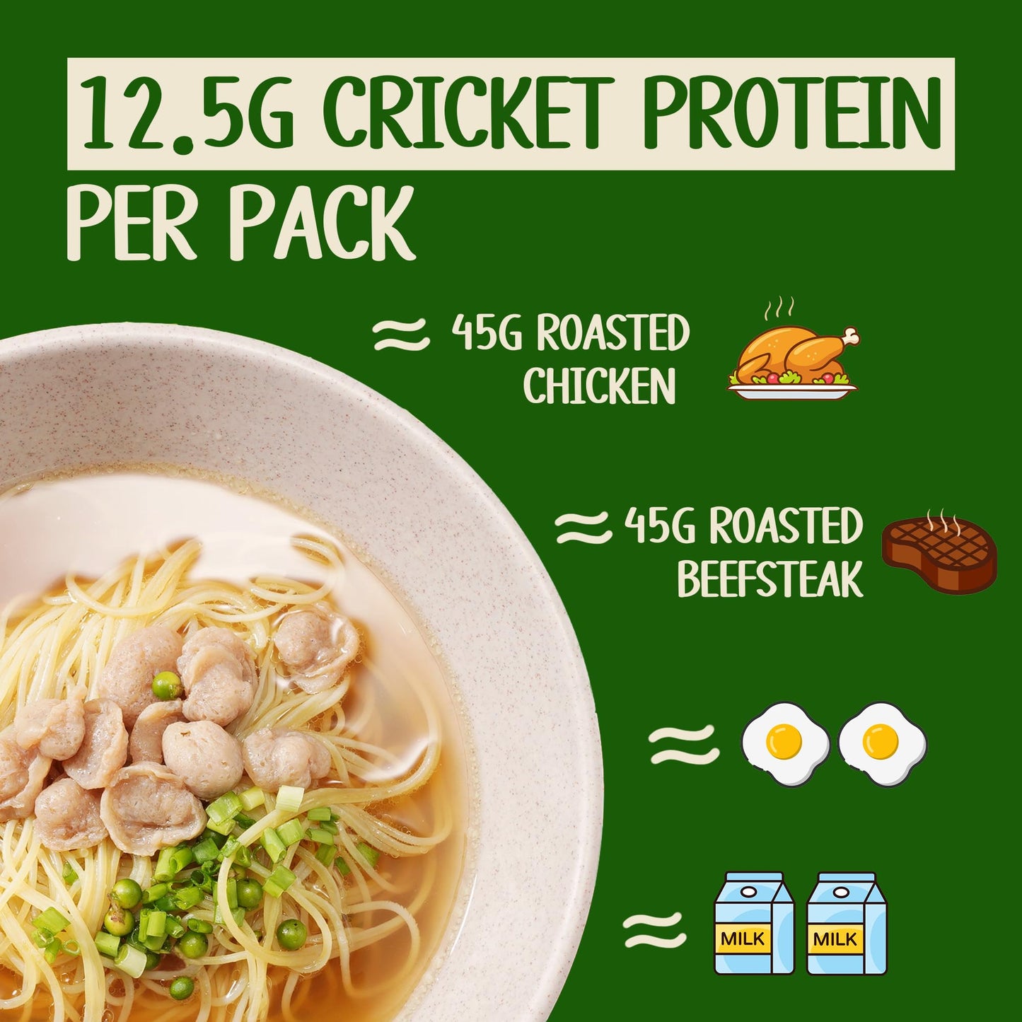 Rec Rec Protein Instant Ramen (3.56 oz Pack of 8) | Air-Dried Healthy Ramen Noodles with Cricket Protein 12.5g | Better Texture and Taste | Non-Fried, No Artificial Flavors Noodles | Variety 8-Pack: Truffle Cream, Green Peppercorn, Miso & Spicy Tantanmen