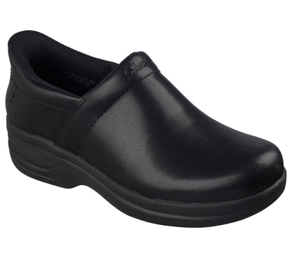 Skechers Womens Ardaya Sr Leather Work Clog with Hands Free Slip-ins Technology -