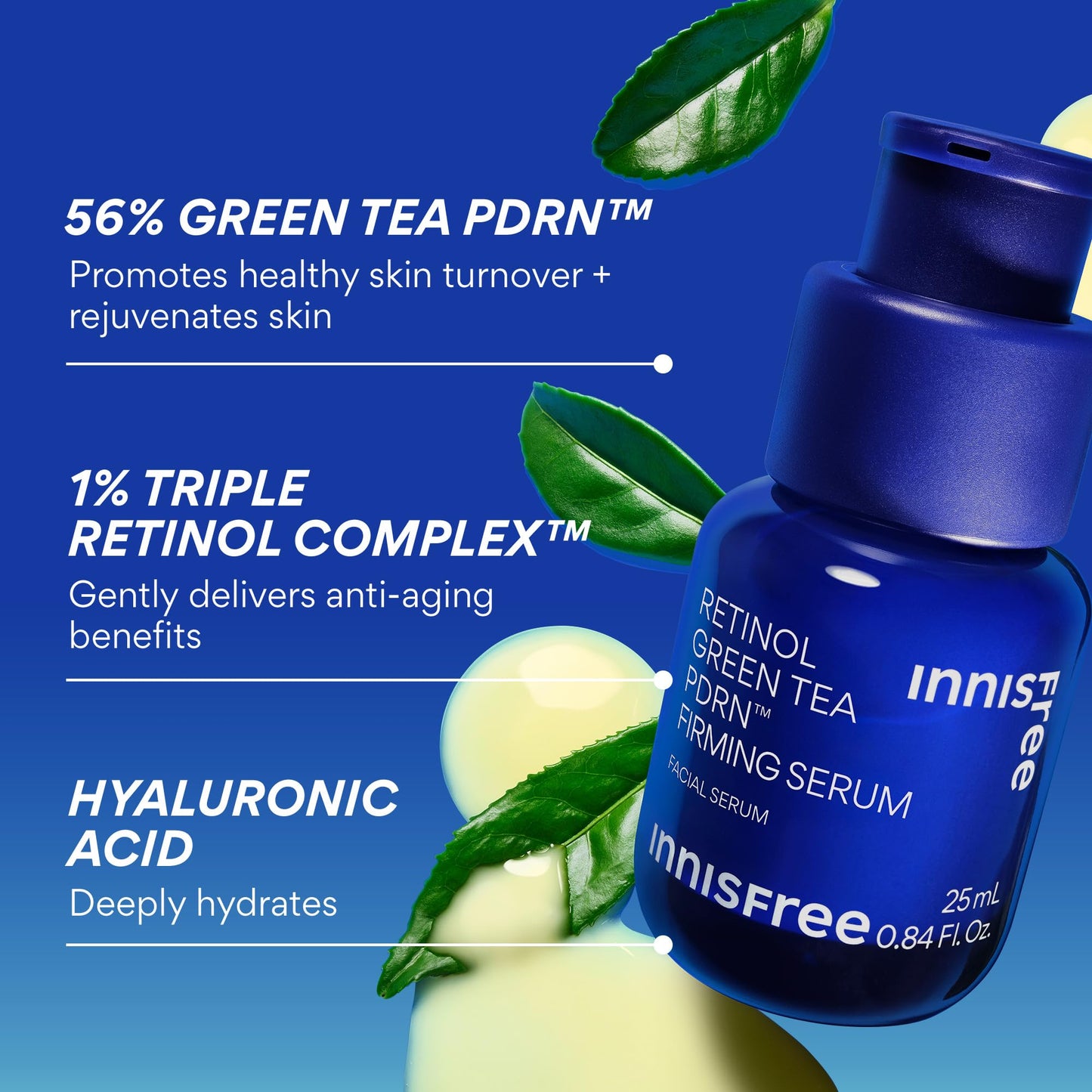 innisfree Green Tea Retinol PDRN Firming Serum - Vegan Korean Skincare for Fine Lines and Smoothing Skin Texture, Available in Gift Set