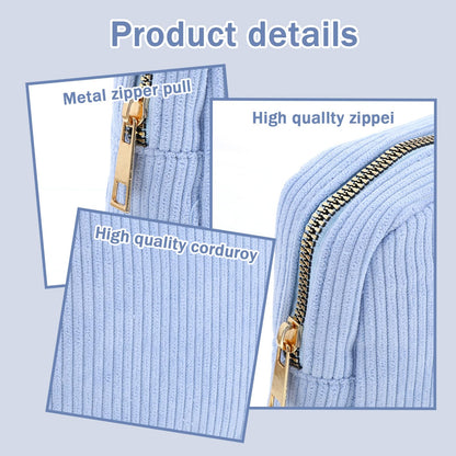 Period Bag for School,Blue Pouch for Pads,Mini Corduroy Feminine Product Bag,Portable Tampon Pouch with Zipper,for Purse, First Period for Women Ladies(Blue)