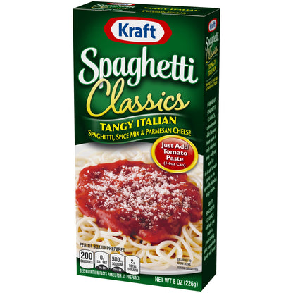 Kraft Spaghetti Classics Tangy Italian Spaghetti, Spices, & Parmesan Cheese Meal Mix, 8 oz Box
